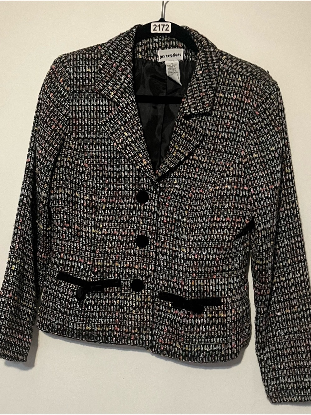 Perceptions Black Tweed Blazer with Multicolor Flecks